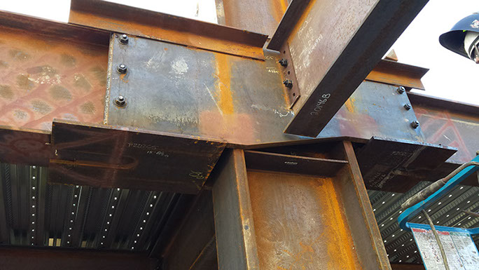 Brigham Young University Harman Building Addition steel moment connection and column