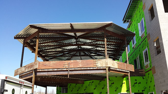 Homestead 4 steel canopy under construction