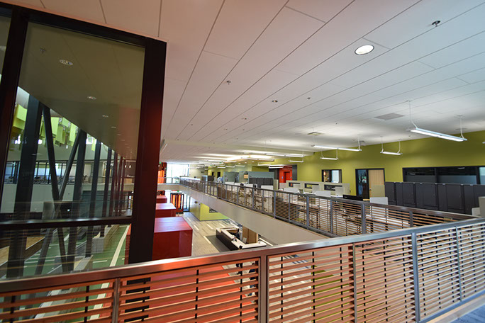 C. Mark Openshaw Education Center and Office Building view of balcony work and break area