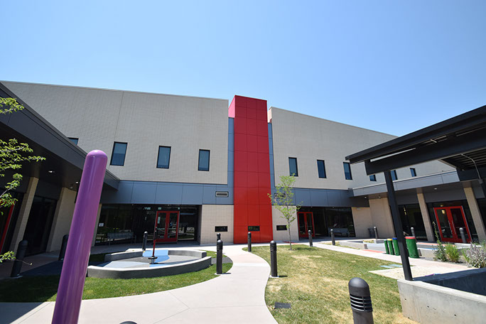 C. Mark Openshaw Education Center and Office Building main building from courtyard