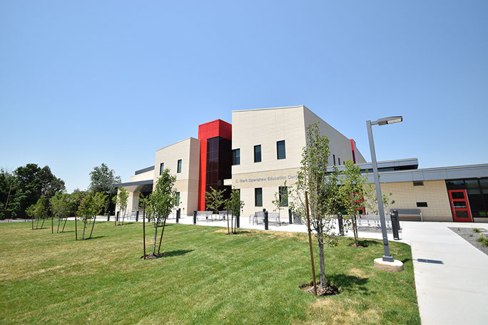 C. Mark Openshaw Education Center and Office Building south entrance and lawn