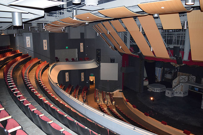 Davis Center for the Performing Arts view of balcony seating and stage