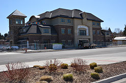 Seasons Medical Plaza parking lot and front entrance with tower and landscaping