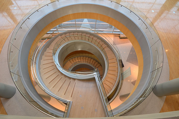 BYU Joseph F. Smith Buiilding spiral staircase from above