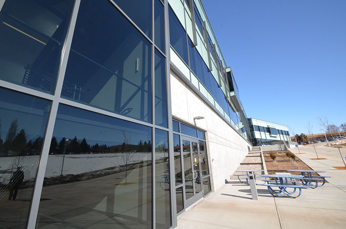 BYU-Idaho Science and Technology Building exterior facade and plaza