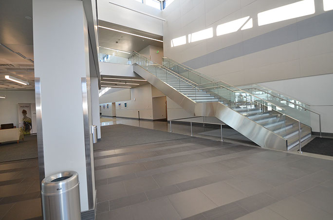 BYU-Idaho Science and Technology Building atrium and stairs