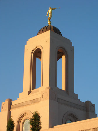 Newport Beach LDS Temple steeple and angel Moroni close up