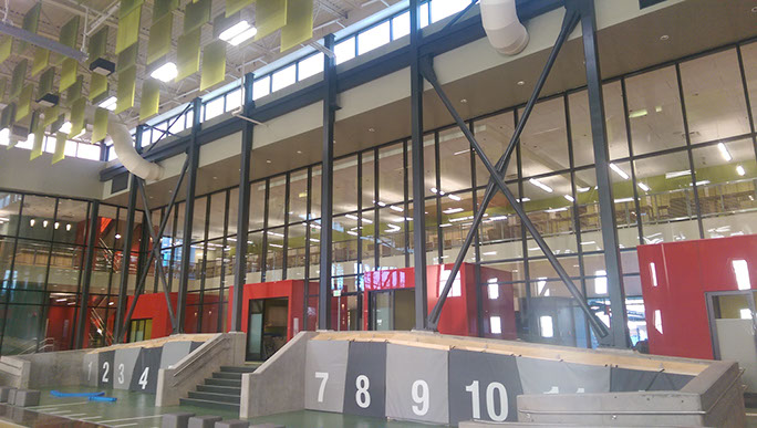 C. Mark Openshaw Education Center and Office Building gym exposed structure