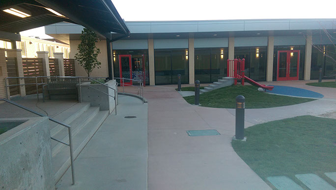 C. Mark Openshaw Education Center and Office Building courtyard stage