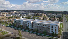 The Landing Student housing, aeiral view