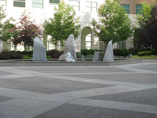 BYU Joseph F. Smith Building courtyard fountains and landscaping