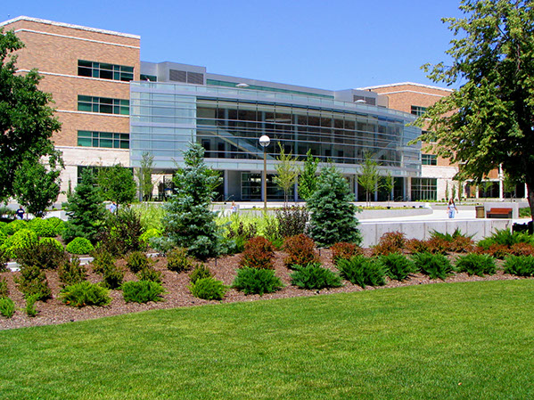 BYU Joseph F. Smith Building front plaza and landscaping