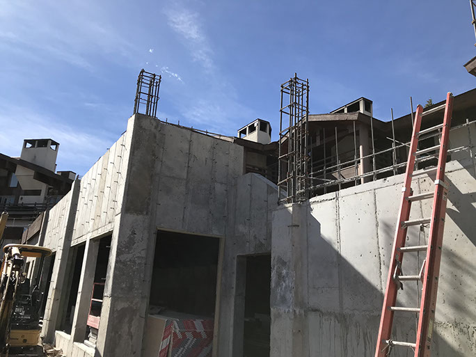 Stein Eriksen Lodge Expansion exterior concrete walls and columns
