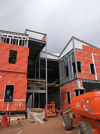C. Mark Openshaw Education Center and Office Building entrance construction progress