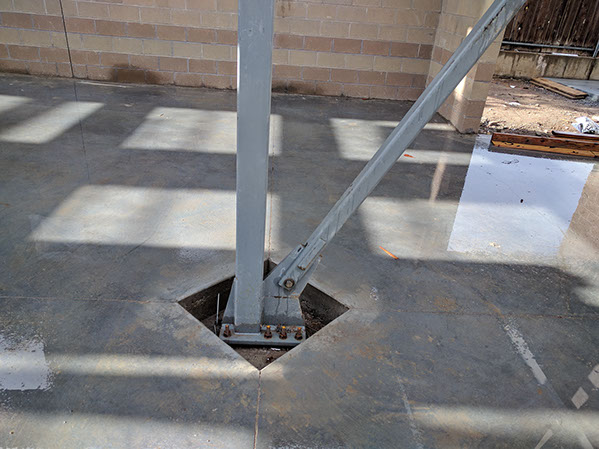 Kearns Improvement district column blockout in concrete and x brace