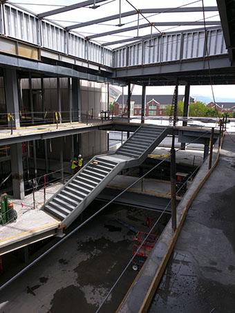 BYU Harman Building floating atrium stairs structure