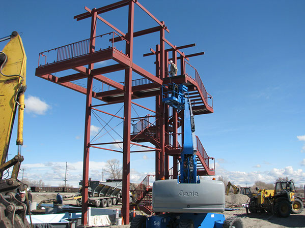 Rexburg Rapids slide tower steel with equipment around