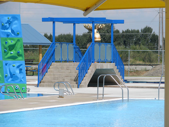 Rexburg Rapids concrete bridge over lazy river
