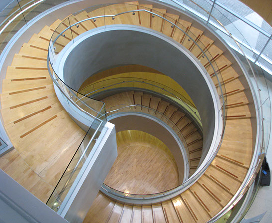 BYU Joseph F. Smith Building spiral staircase top down view