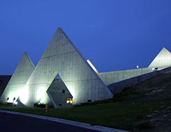 Idaho State University Linear Accelerator Center front view at dusk