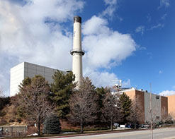 BYU Central Energy Facility stack and landscaping